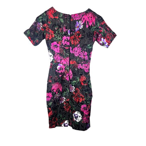 ASOS Petite Jacquard Floral Black & Pink Brocade Dress with Pockets Size 00 - Picture 3 of 9